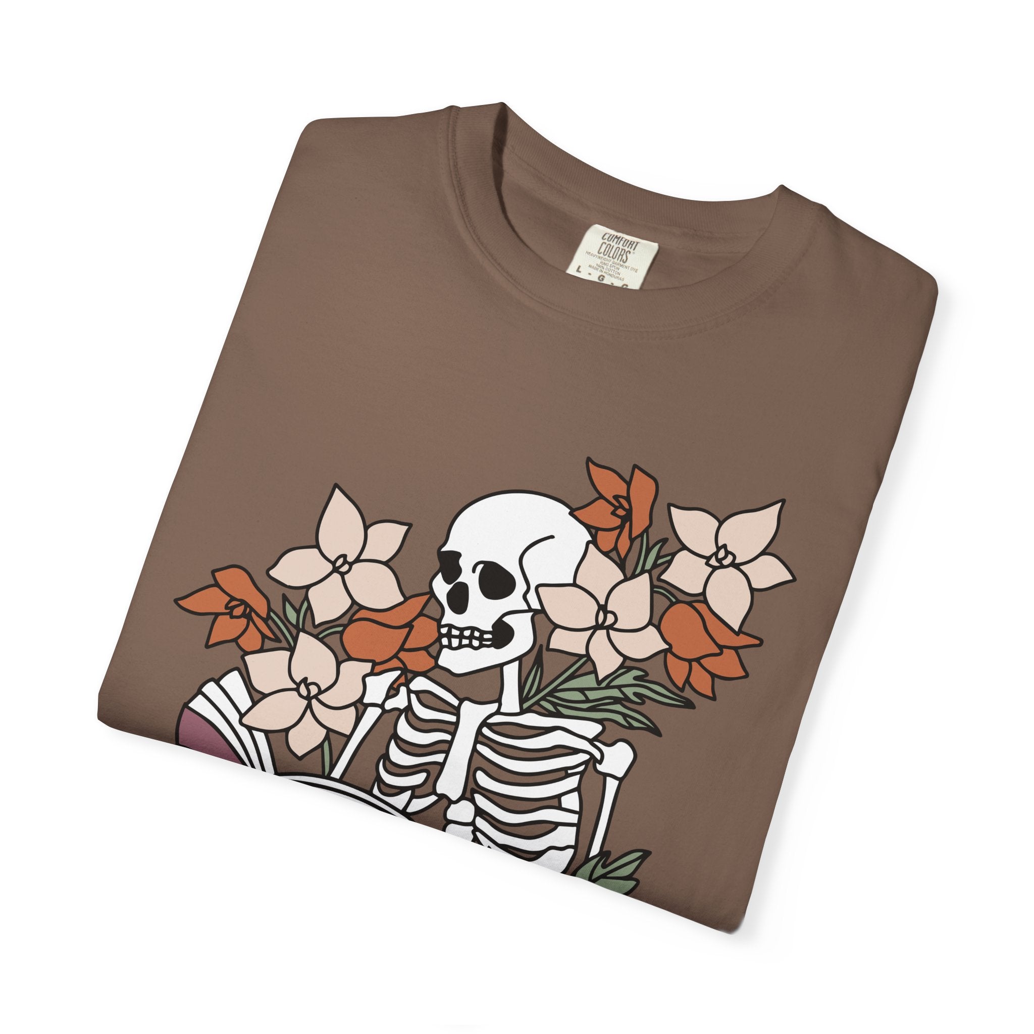 Reading to Death Tshirt - Skeleton Floral Book Vibes