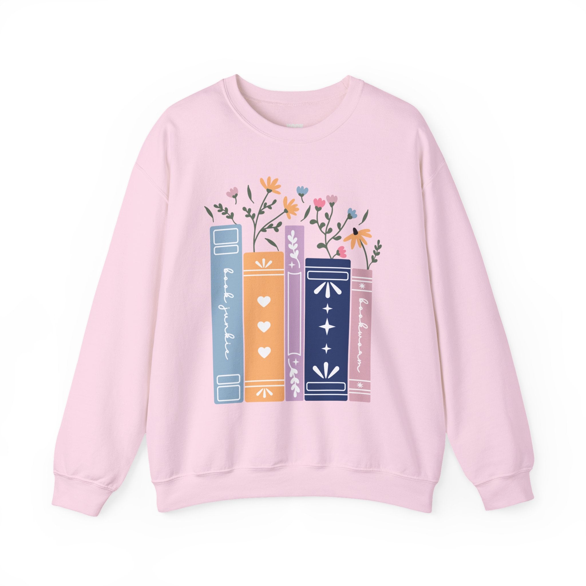 Book Lover Sweatshirt - Books and Flowers Design
