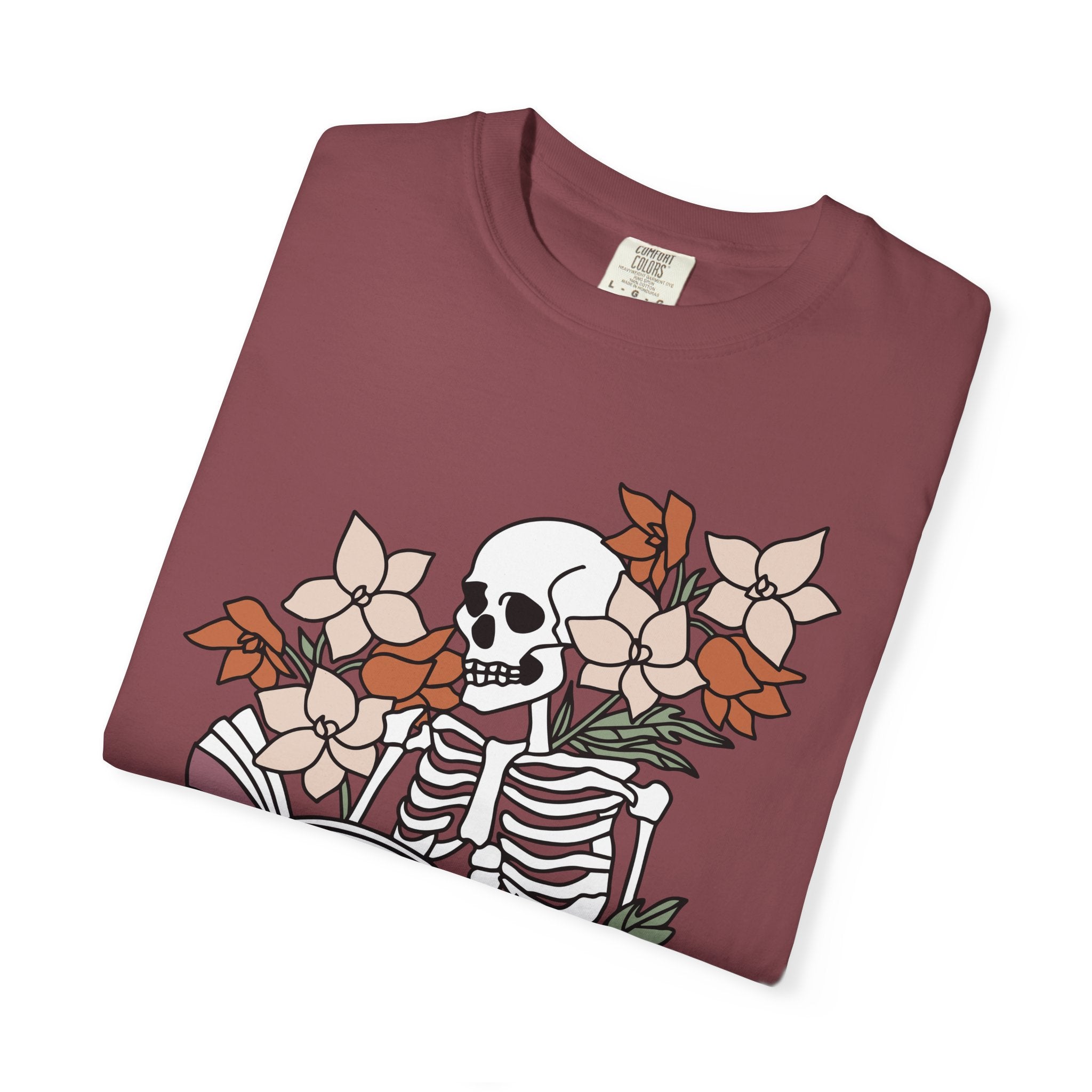 Reading to Death Tshirt - Skeleton Floral Book Vibes