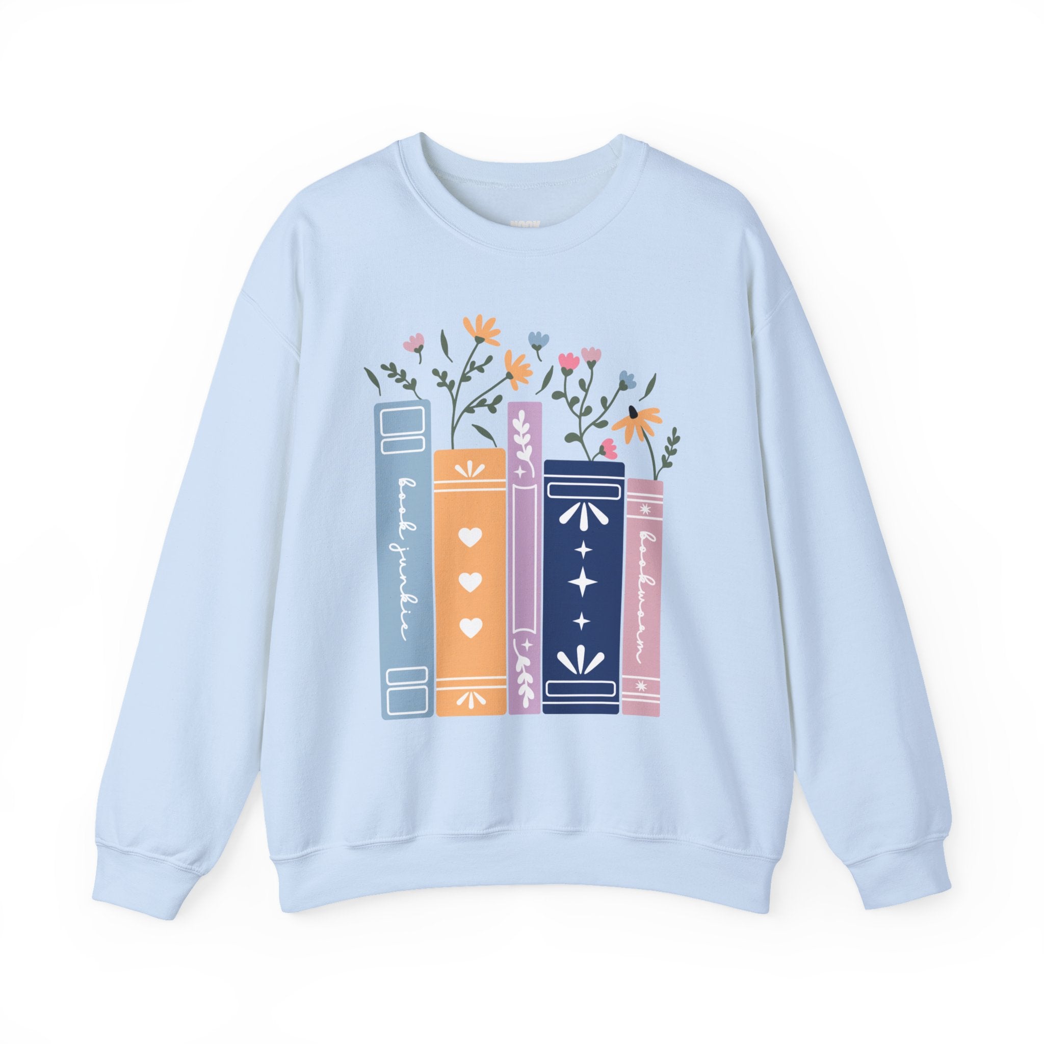 Book Lover Sweatshirt - Books and Flowers Design