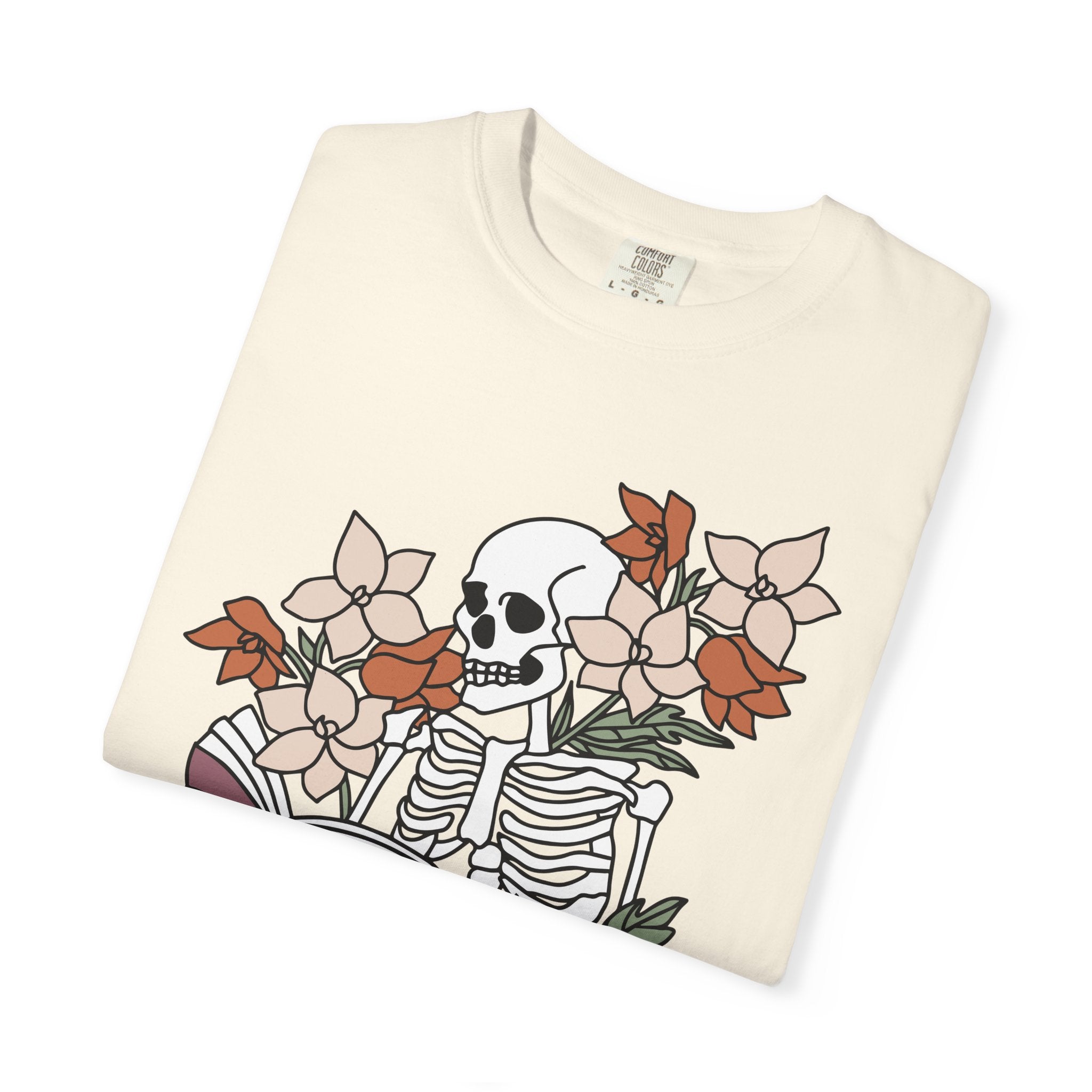 Reading to Death Tshirt - Skeleton Floral Book Vibes