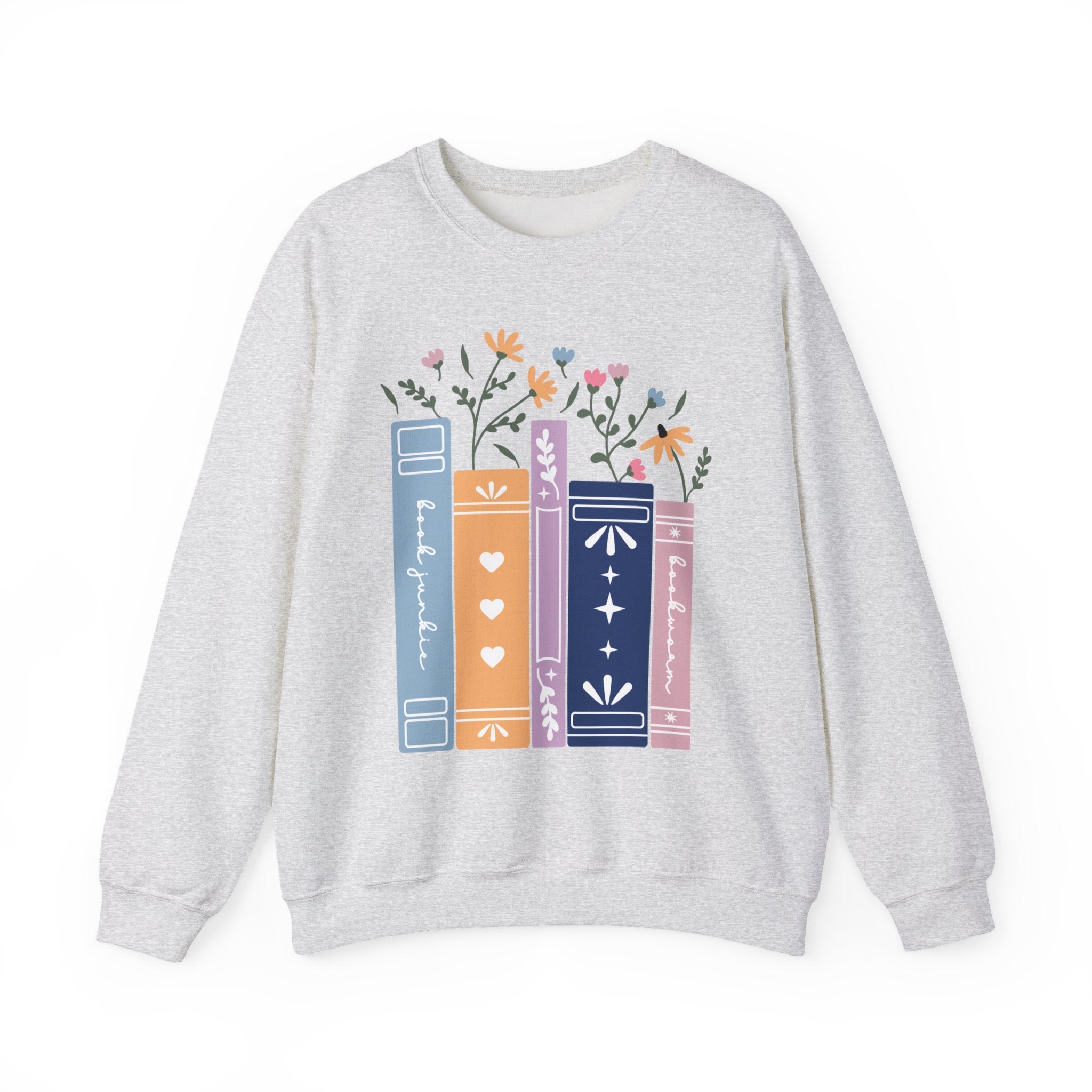 Book Lover Sweatshirt - Books and Flowers Design