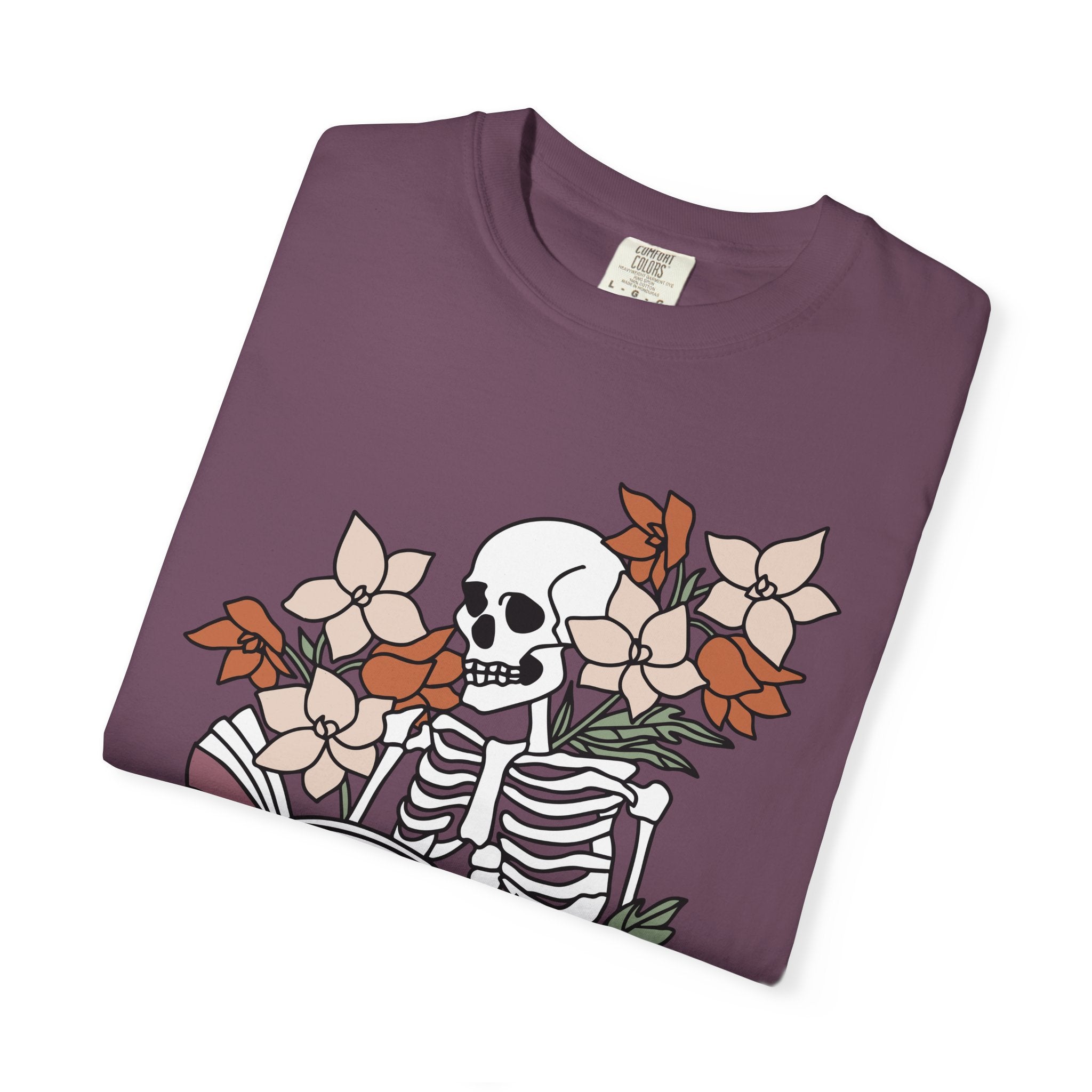 Reading to Death Tshirt - Skeleton Floral Book Vibes