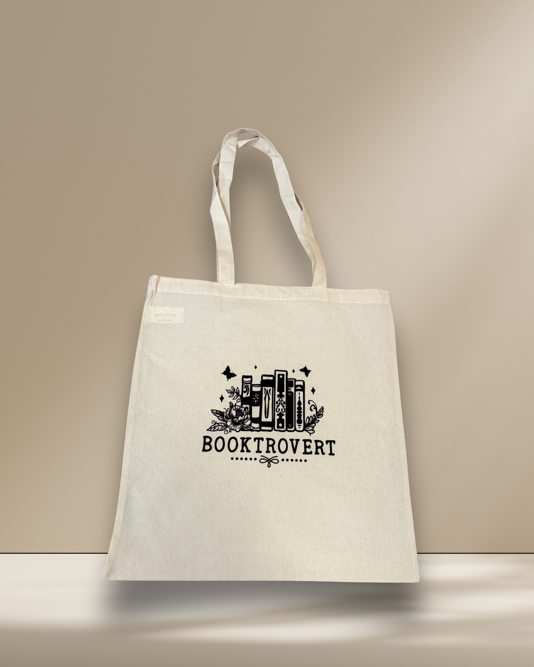 Book Lover Canvas Tote Bag - Black & Cream