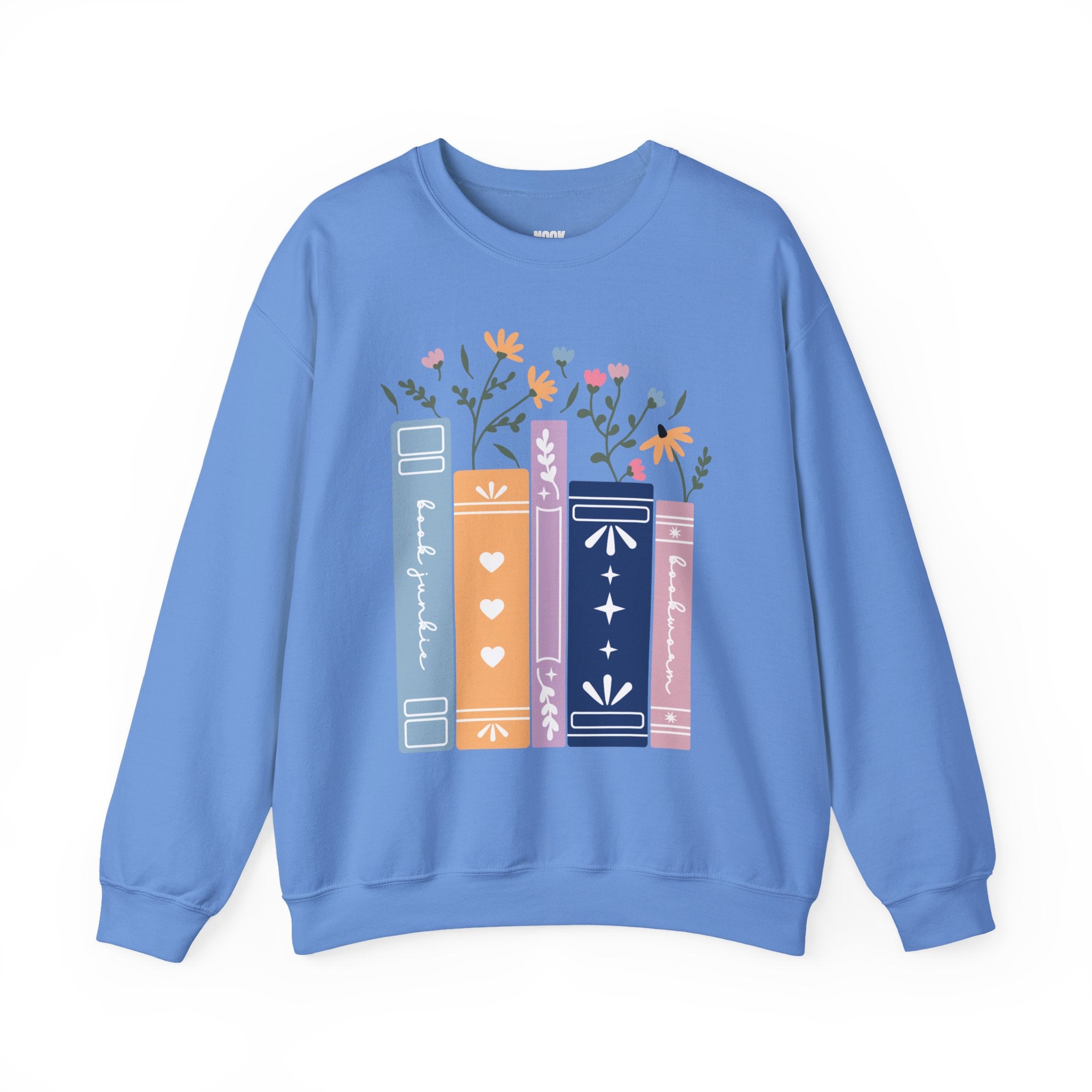 Book Lover Sweatshirt - Books and Flowers Design
