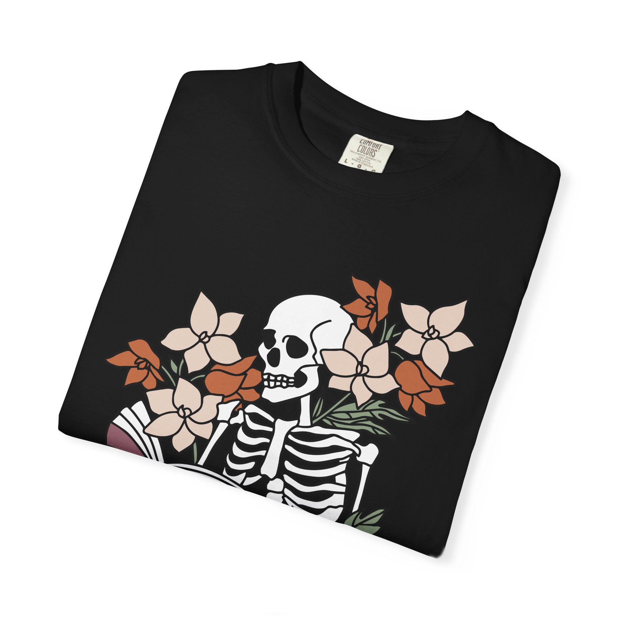 Reading to Death Tshirt - Skeleton Floral Book Vibes