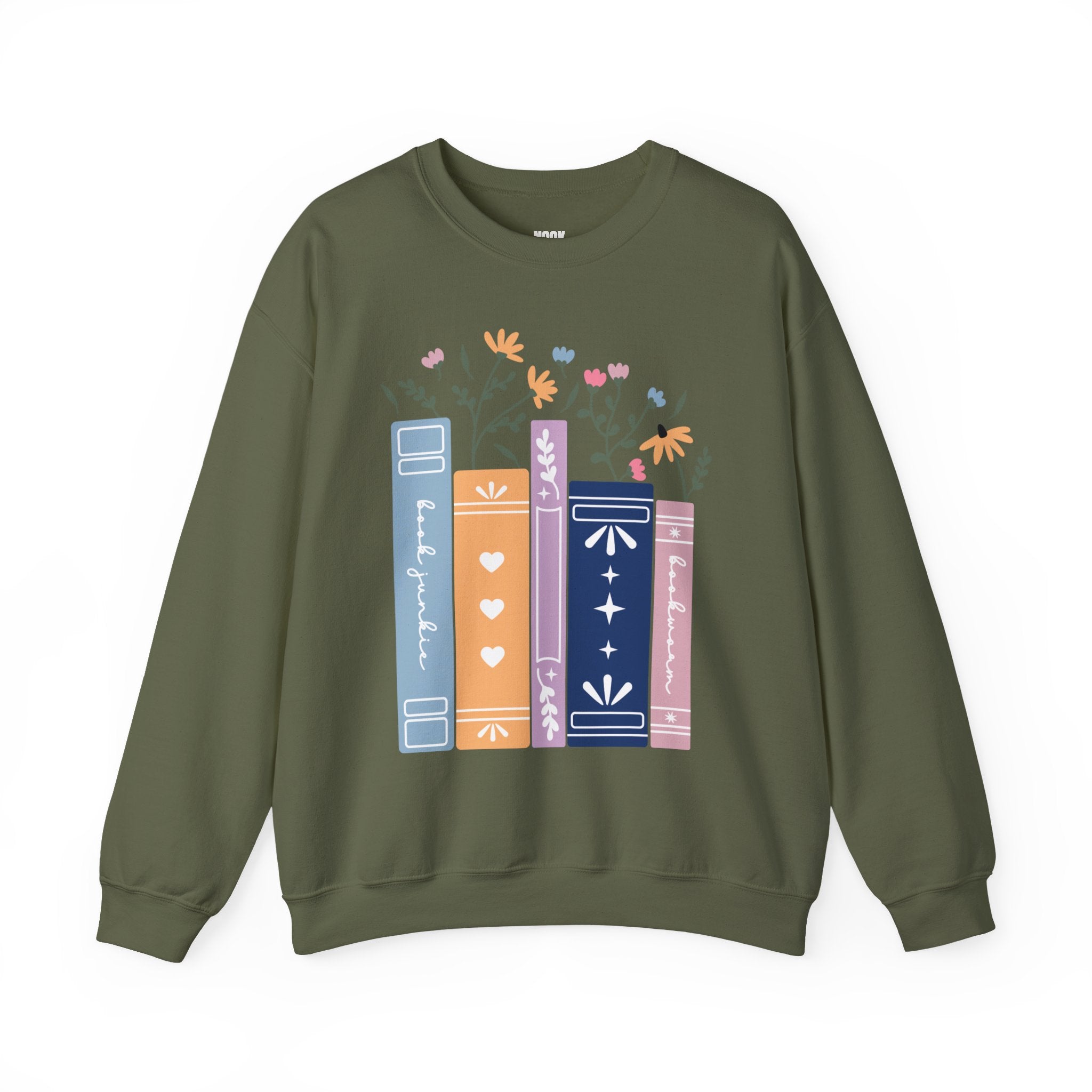 Book Lover Sweatshirt - Books and Flowers Design