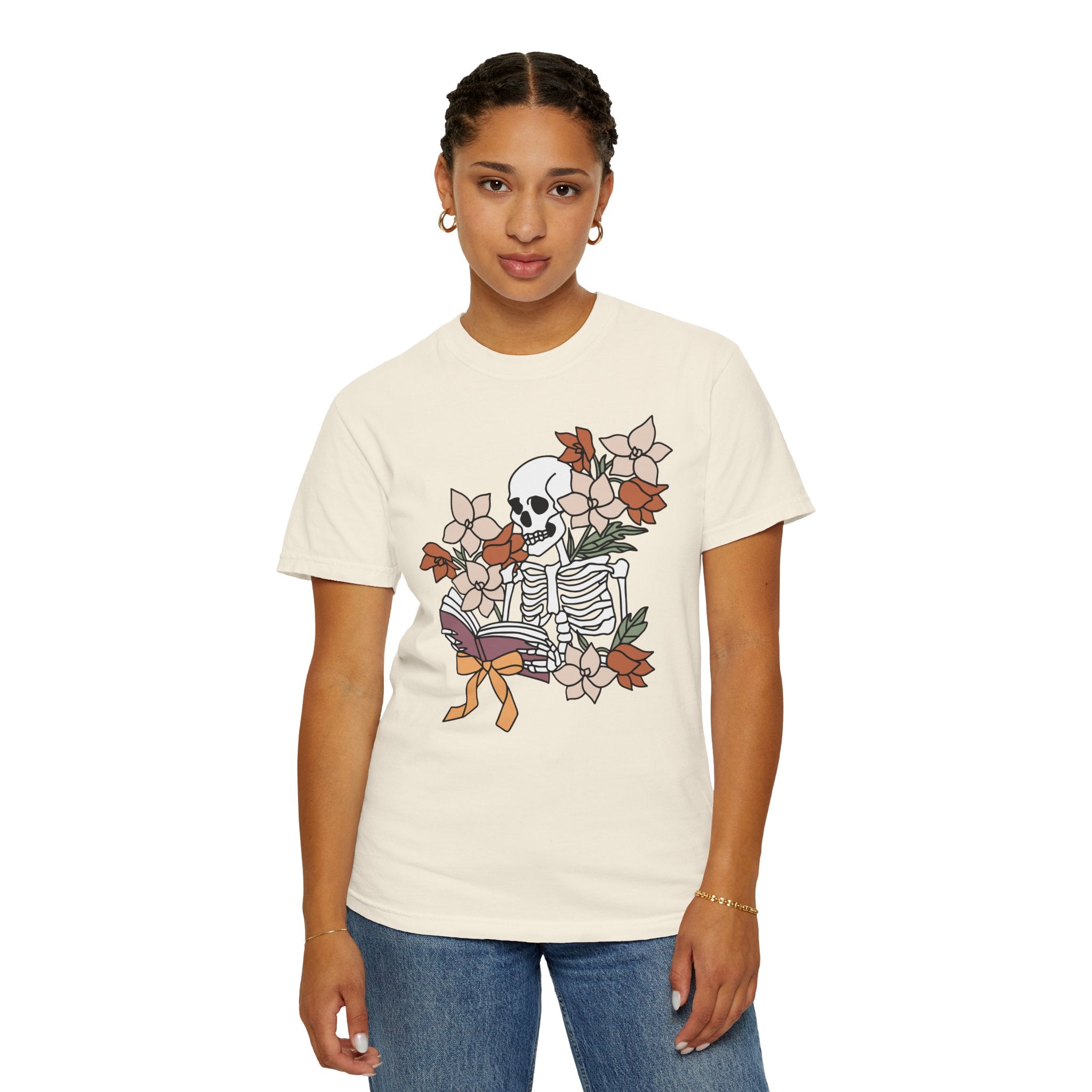 Reading to Death Tshirt - Skeleton Floral Book Vibes