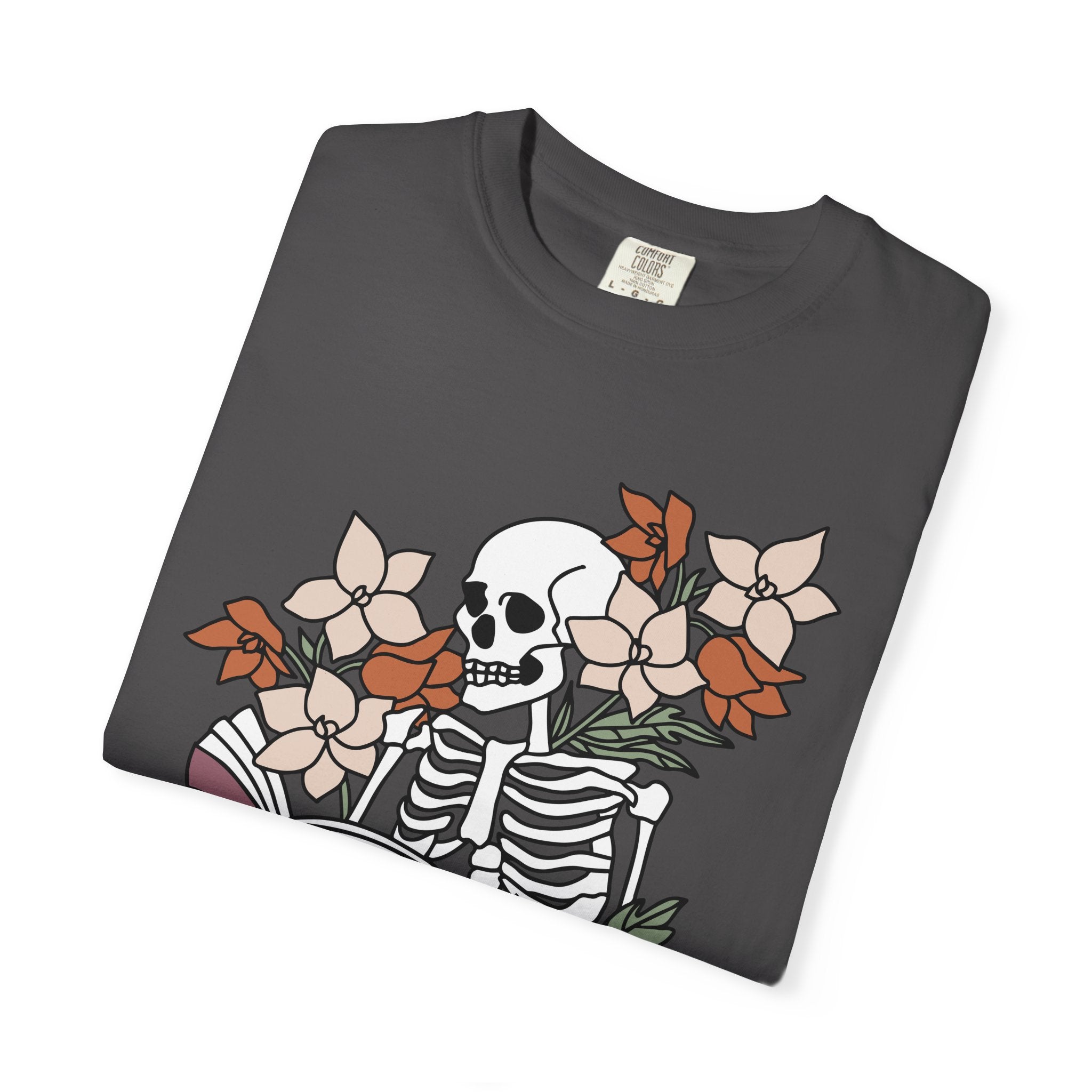 Reading to Death Tshirt - Skeleton Floral Book Vibes
