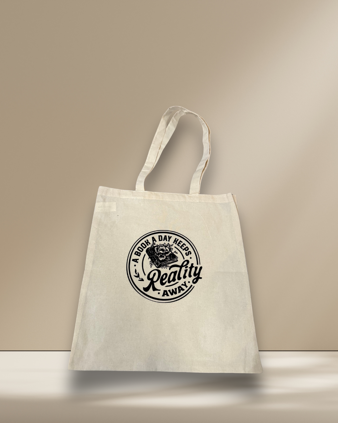 Book Lover Canvas Tote Bag - Black & Cream