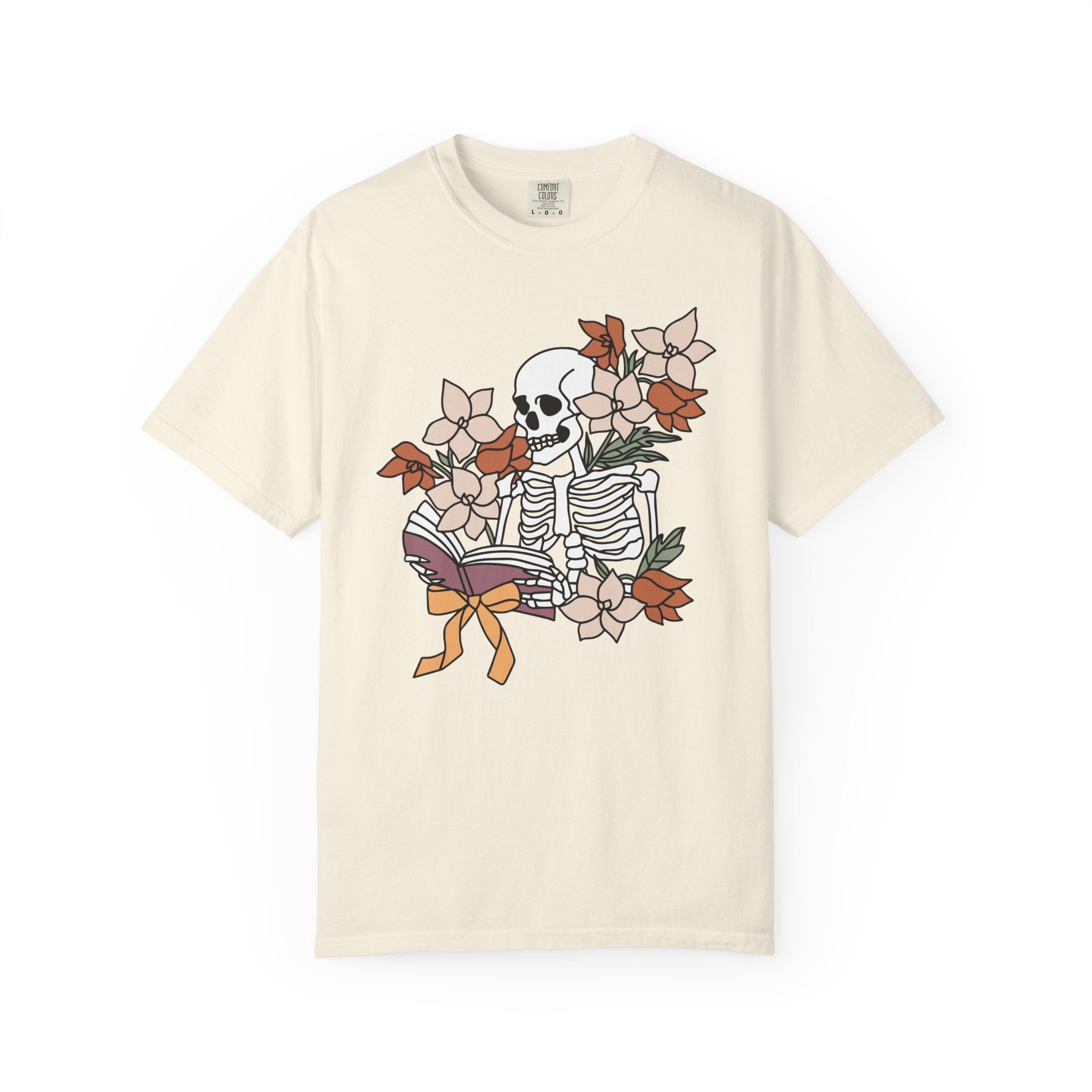 Reading to Death Tshirt - Skeleton Floral Book Vibes