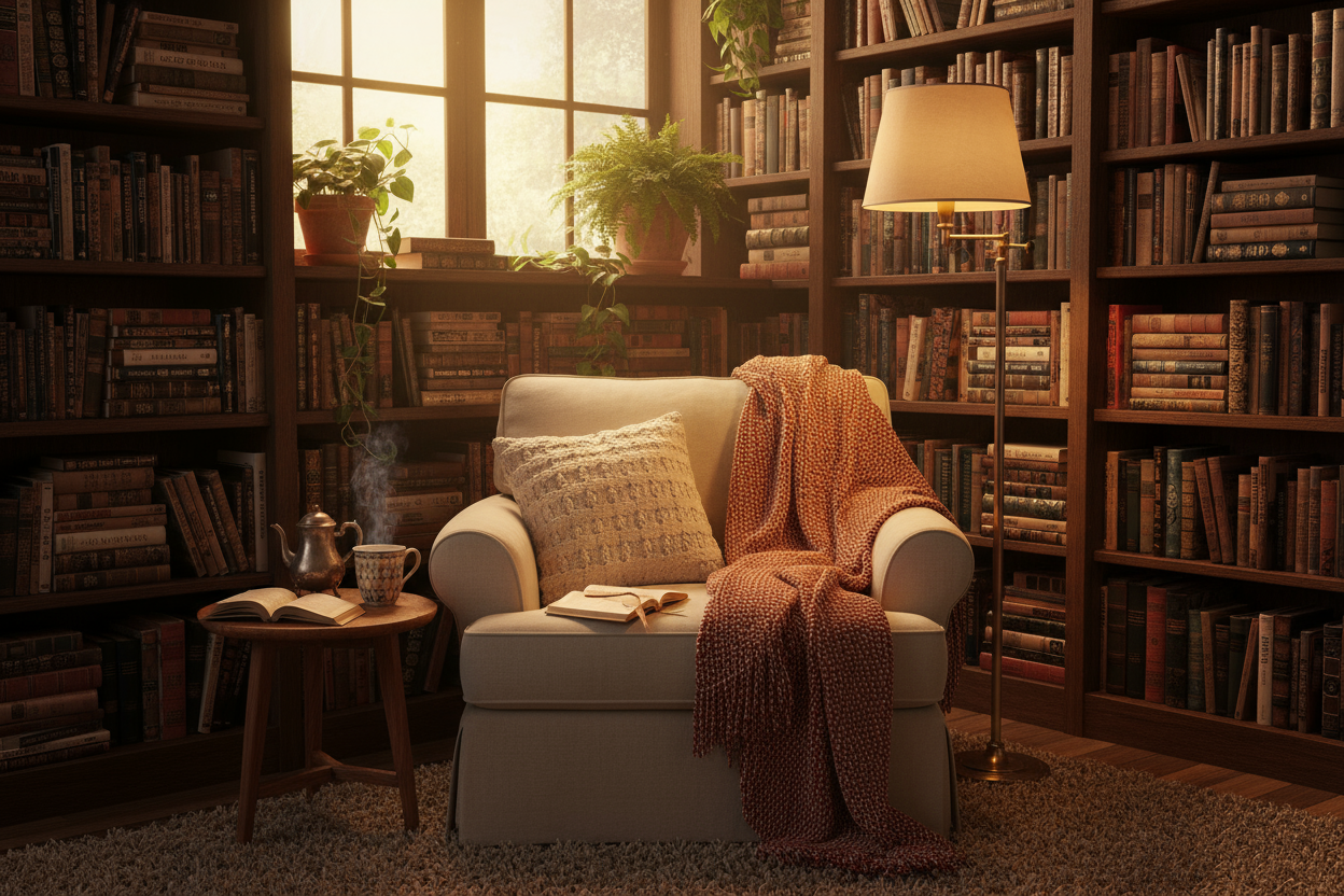 a cozy book nook 