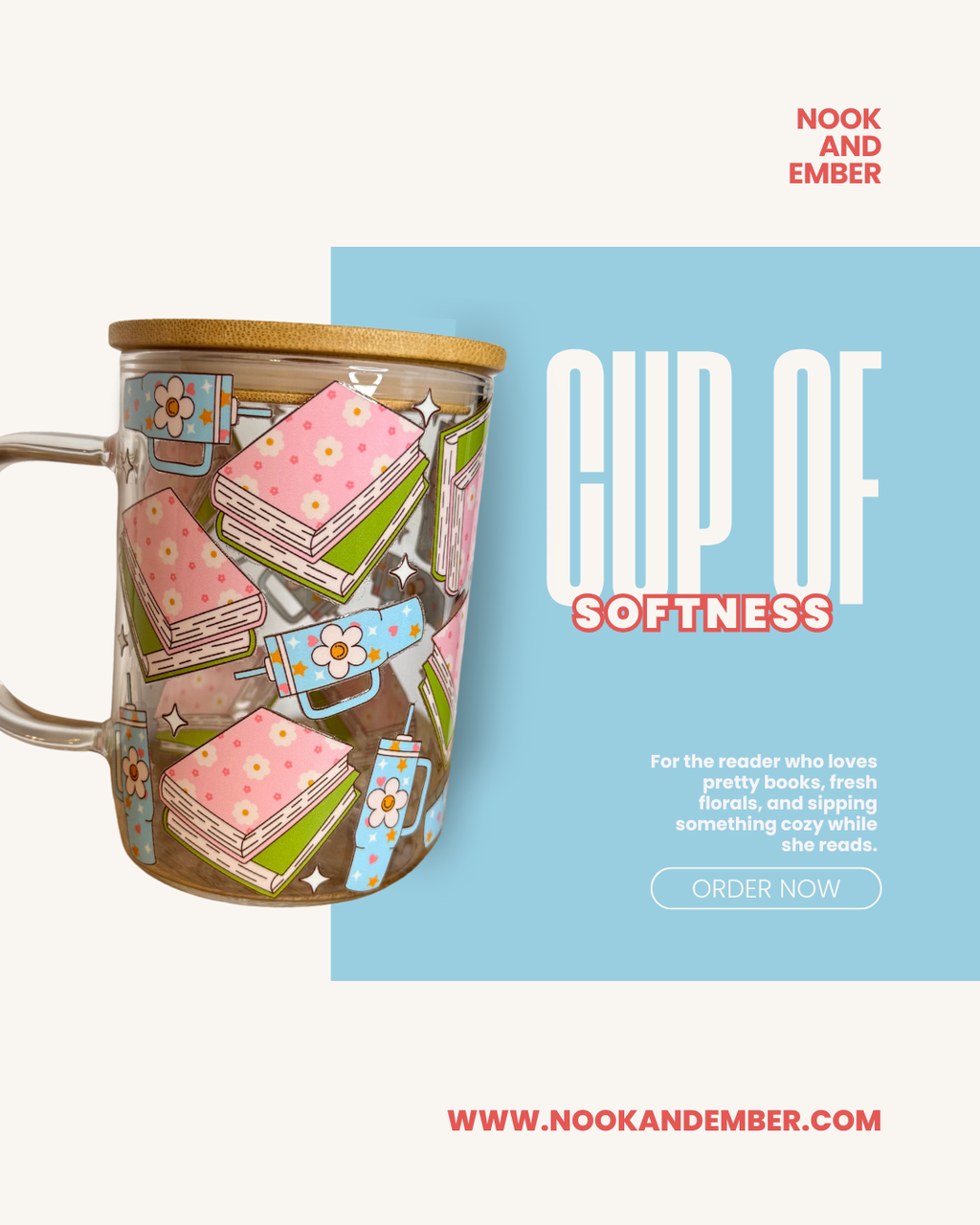 Floral Bookish Days Glass Tumbler & Mug