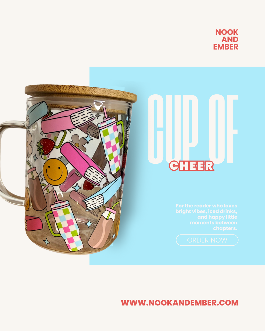 Retro Smiley Reads Glass Tumbler or Mug